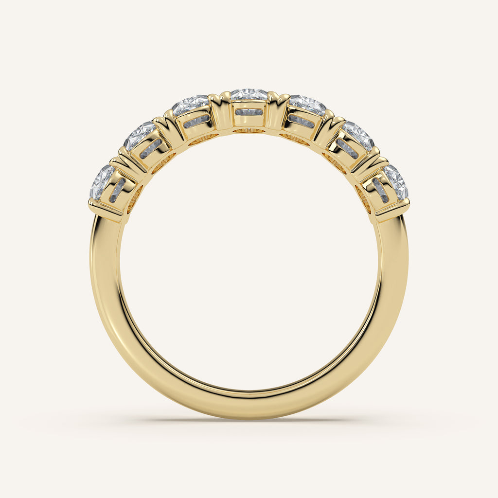 Claw-Prong Oval Half Eternity Band — 2 CTW in 14k Yellow Gold (view 4)