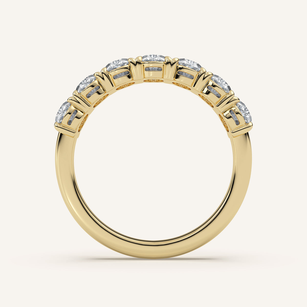 Claw-Prong Oval Half Eternity Band — 2 CTW in 14k Yellow Gold (view 4)