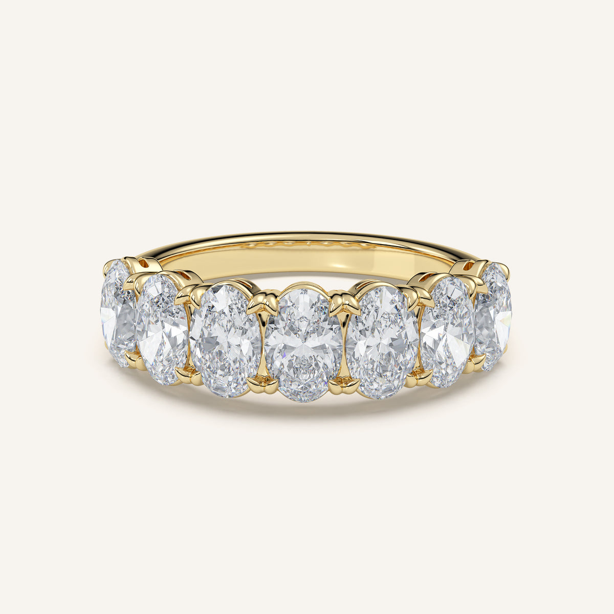 Claw-Prong Oval Half Eternity Band — 2 CTW in 14k Yellow Gold (view 1)
