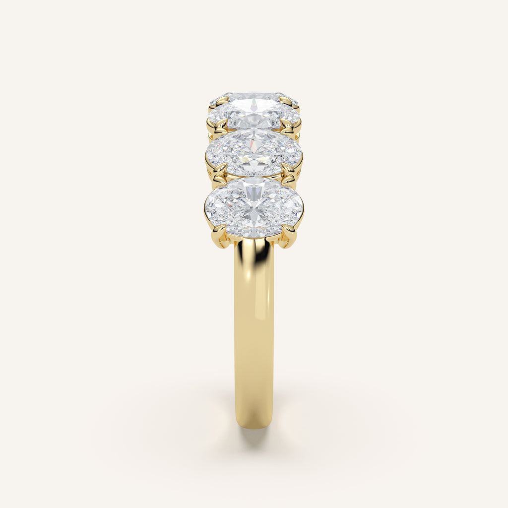Claw-Prong Oval Half Eternity Band — 2 CTW in 14k Yellow Gold (view 3)