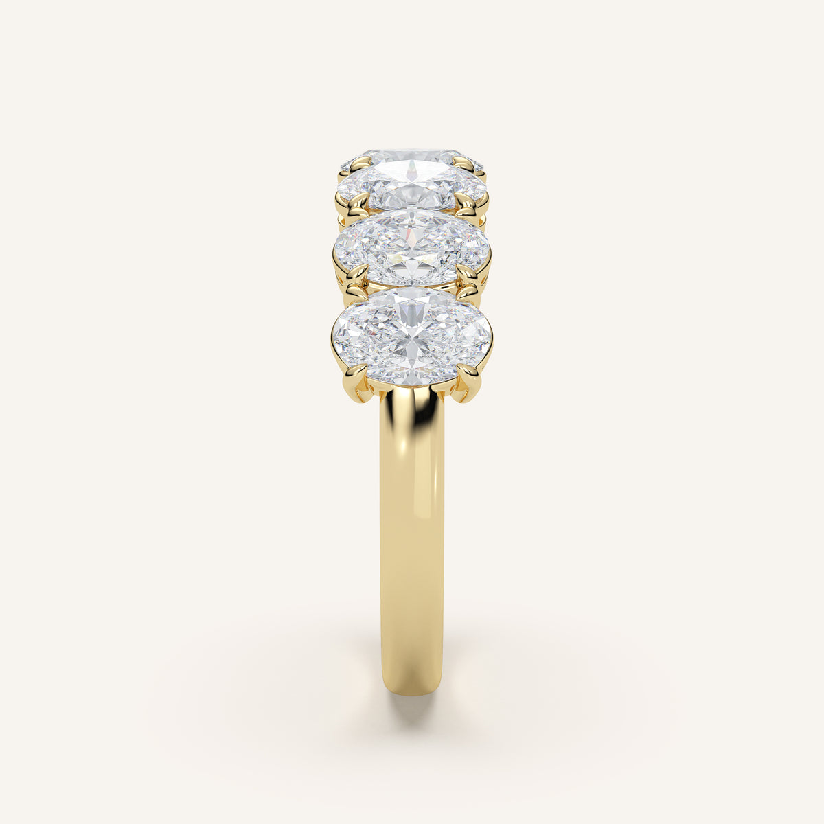 Claw-Prong Oval Half Eternity Band — 2 CTW in 14k Yellow Gold (view 3)
