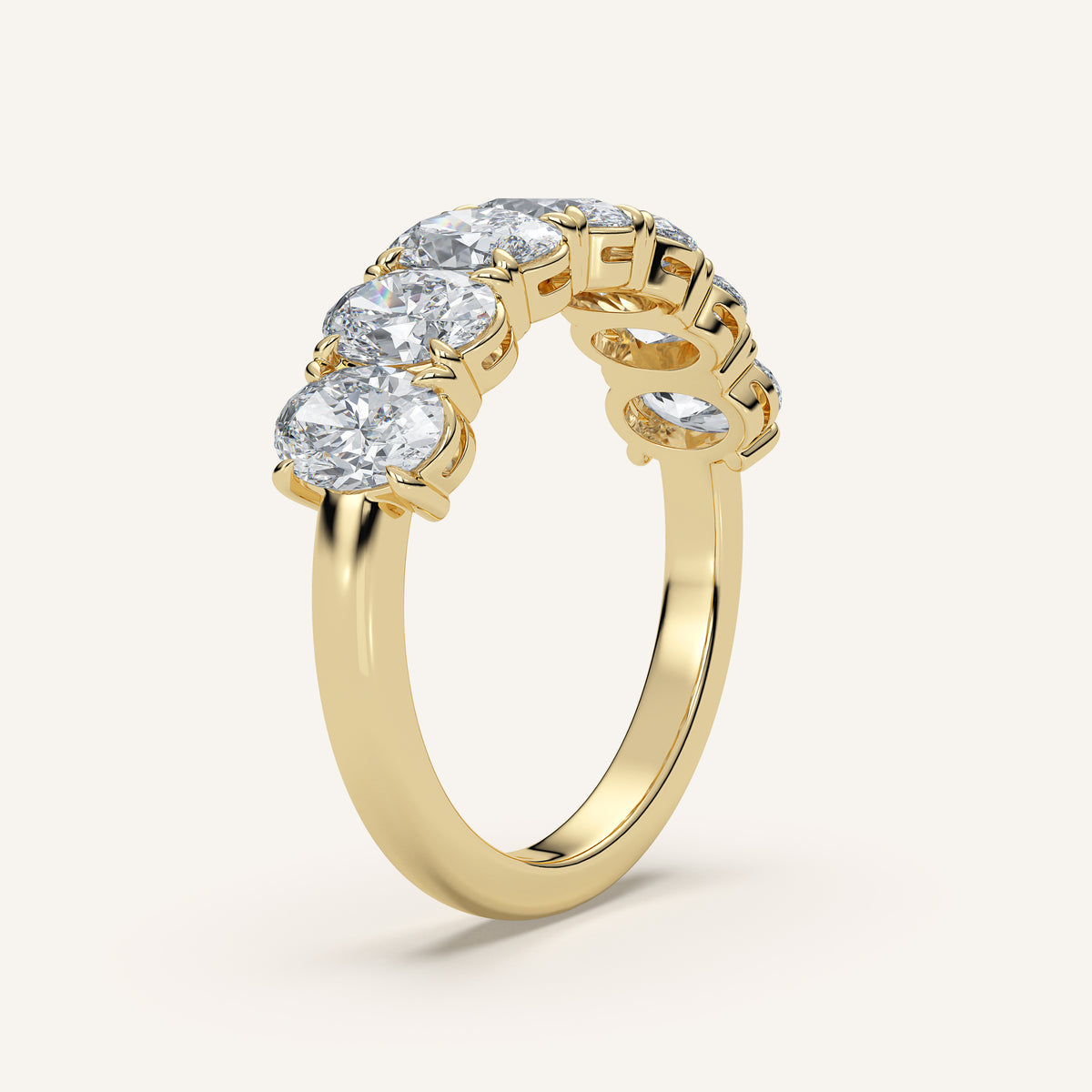 Claw-Prong Oval Half Eternity Band — 2 CTW in 14k Yellow Gold (view 2)
