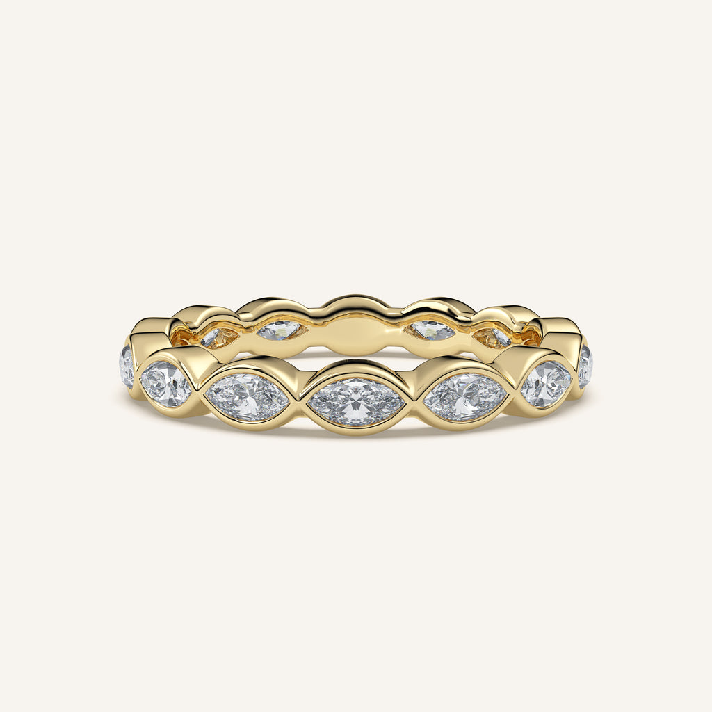 East-West Marquise Bezel Eternity Band in 14k Yellow Gold (view 1)