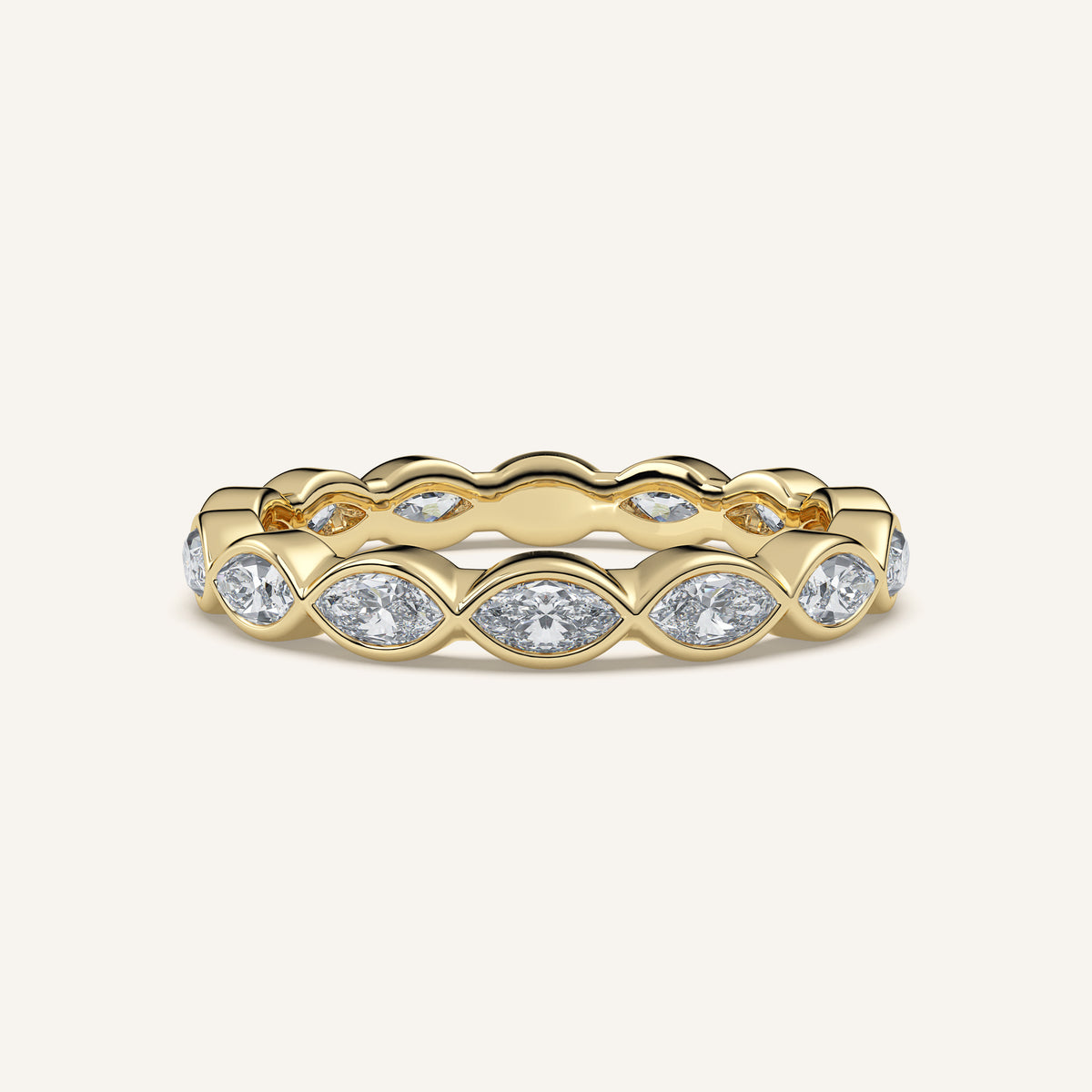 East-West Marquise Bezel Eternity Band in 14k Yellow Gold (view 1)