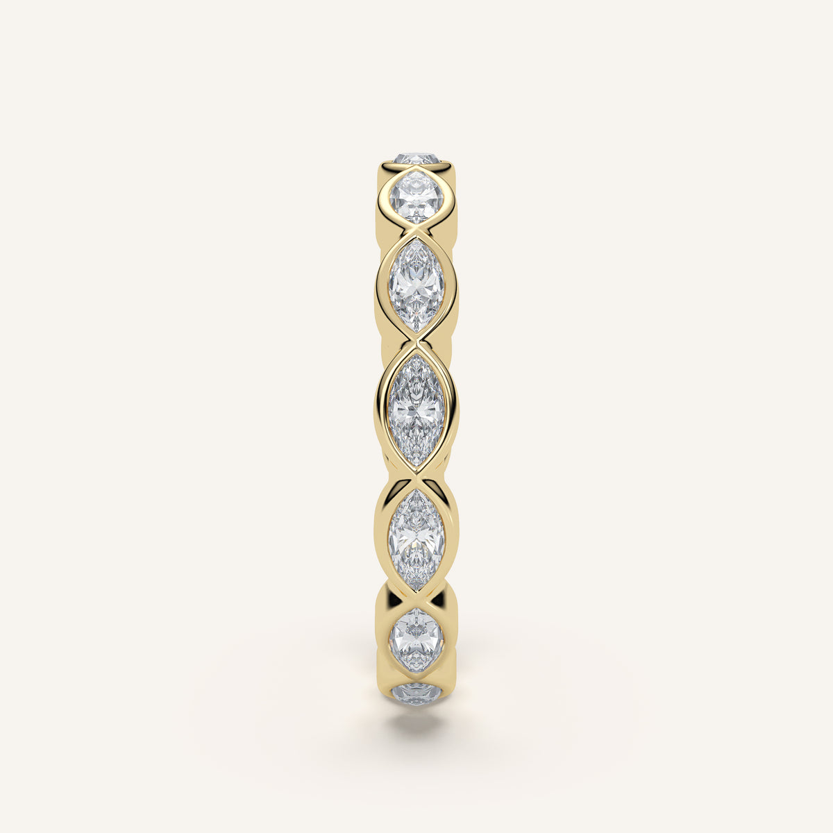 East-West Marquise Bezel Eternity Band in 14k Yellow Gold (view 3)