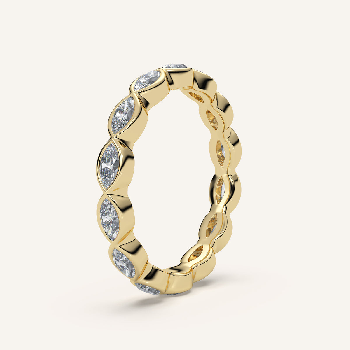 East-West Marquise Bezel Eternity Band in 14k Yellow Gold (view 2)