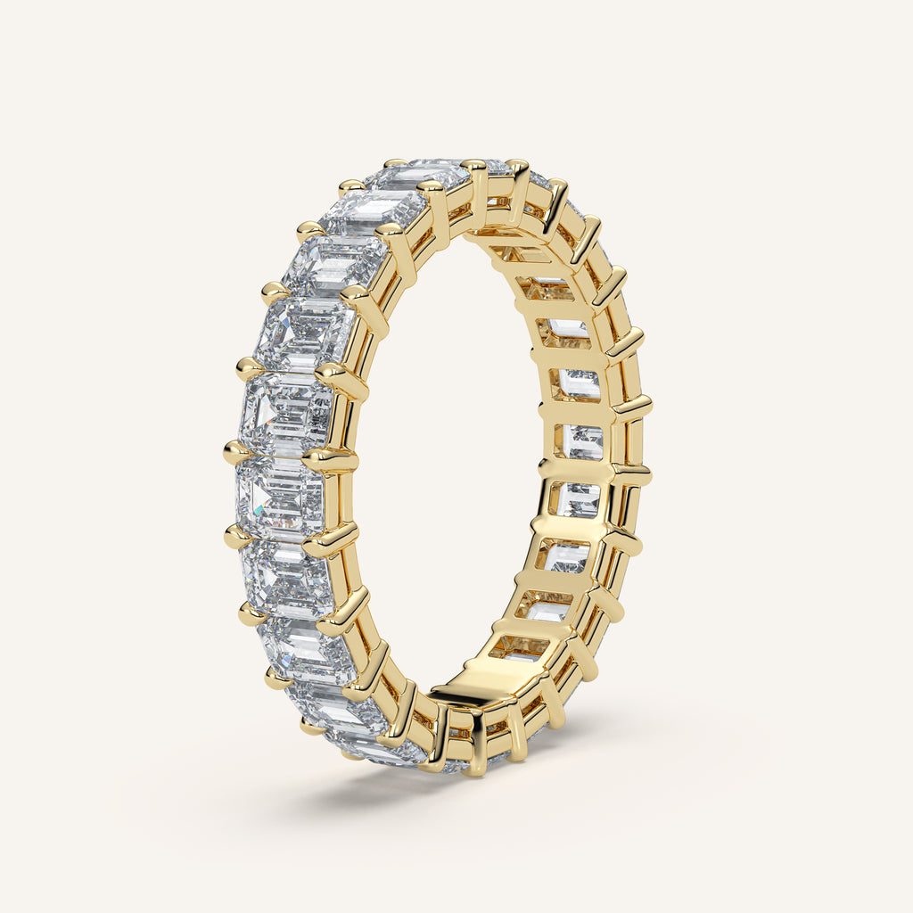 Emerald-Cut Diamond Eternity Band — 3 CTW in 14k Yellow Gold (view 2)