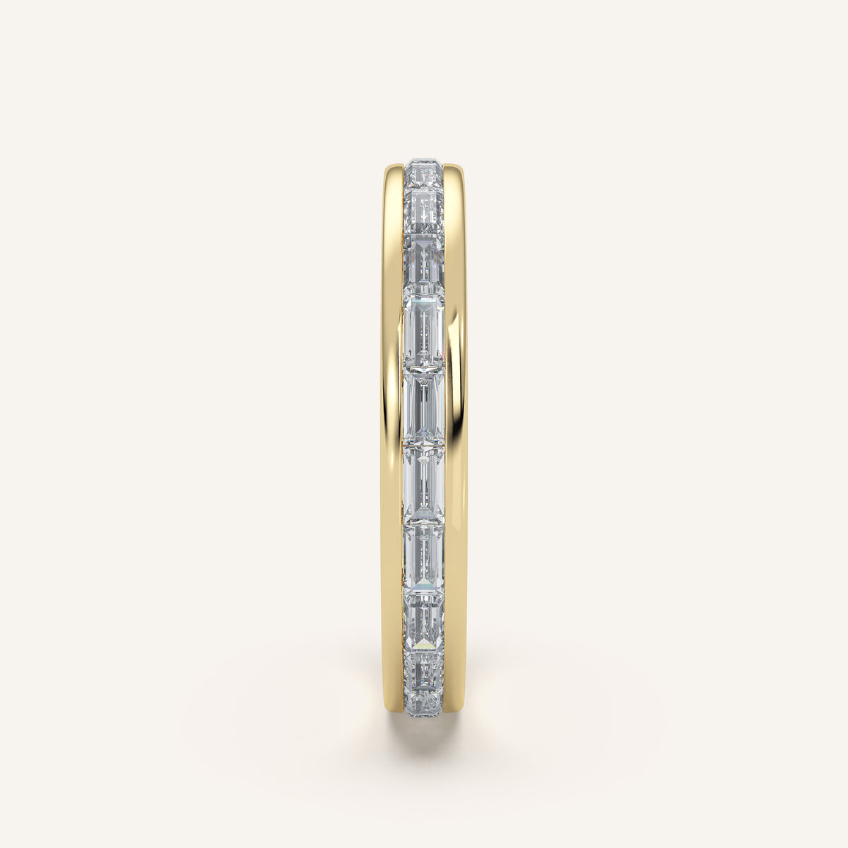 Channel-Set Baguette Wedding Band — 1 CTW in 14k Yellow Gold (view 3)