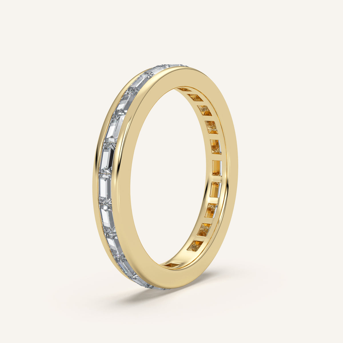 Channel-Set Baguette Wedding Band — 1 CTW in 14k Yellow Gold (view 2)