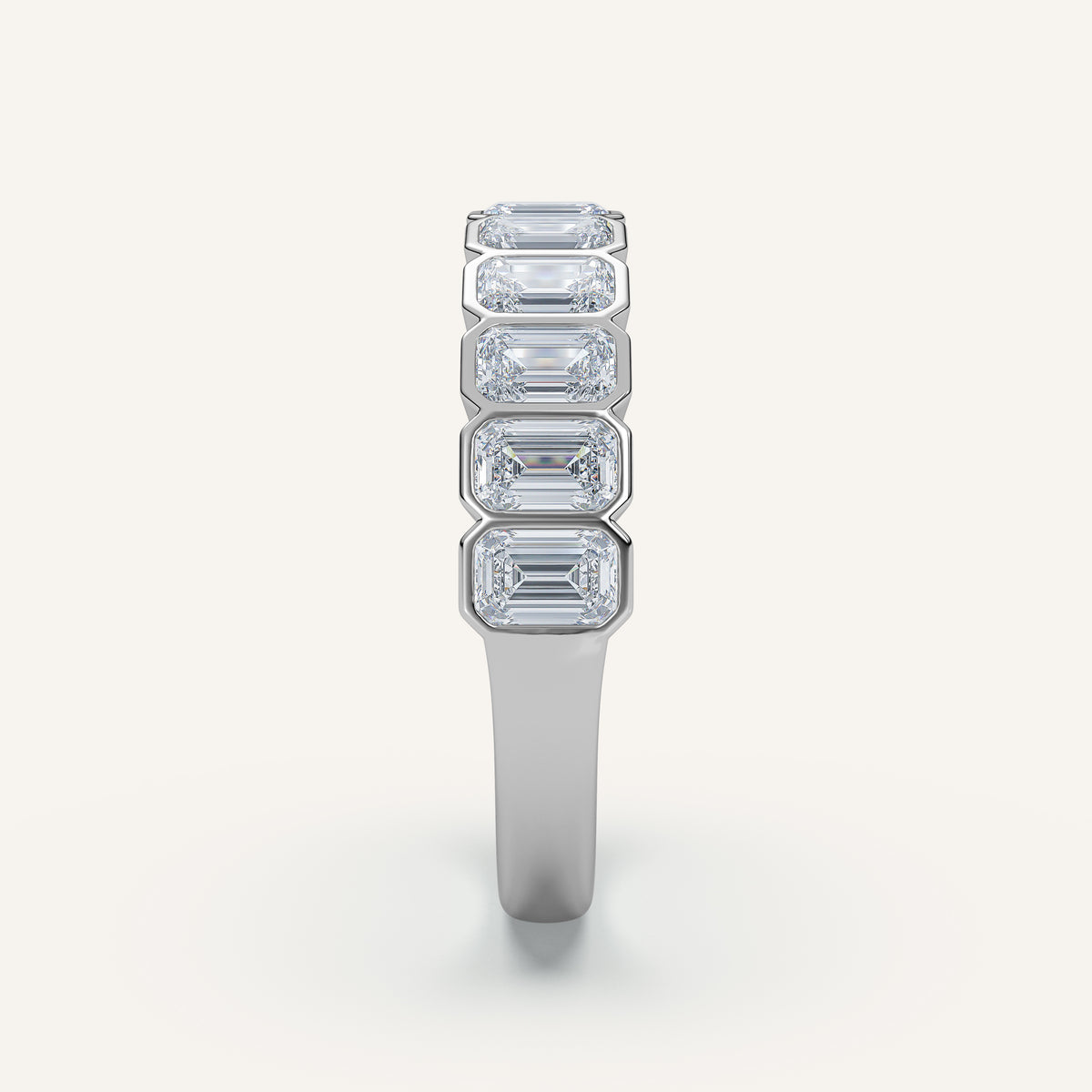 Emerald-Cut Bezel Half Eternity Band — 1.5 CTW in 14k White Gold (view 3)