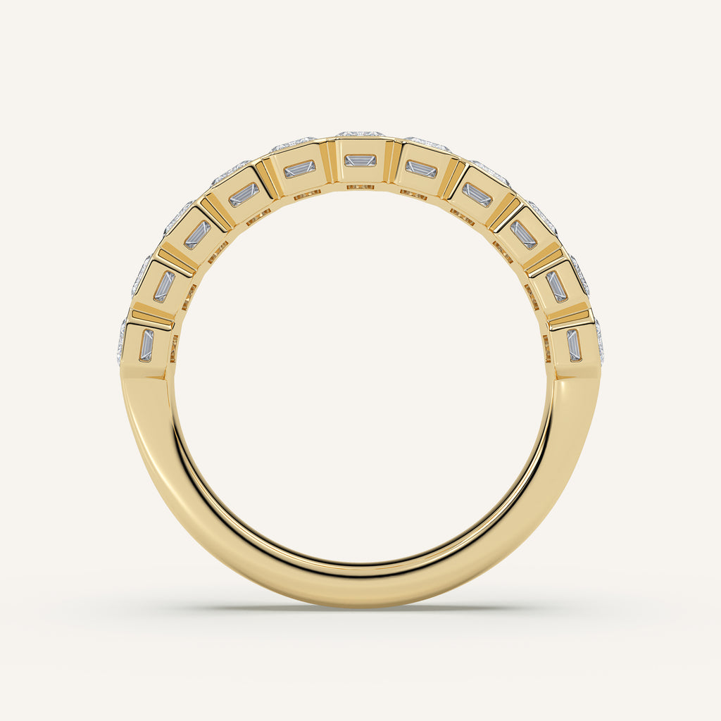 Emerald-Cut Bezel Half Eternity Band — 1.5 CTW in 14k Yellow Gold (view 4)