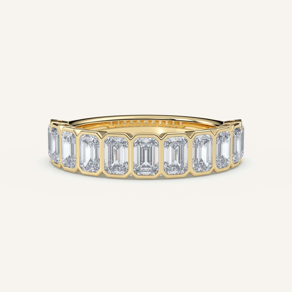 Emerald-Cut Bezel Half Eternity Band — 1.5 CTW in 14k Yellow Gold (view 1)