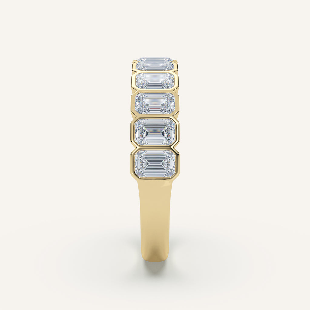 Emerald-Cut Bezel Half Eternity Band — 1.5 CTW in 14k Yellow Gold (view 3)