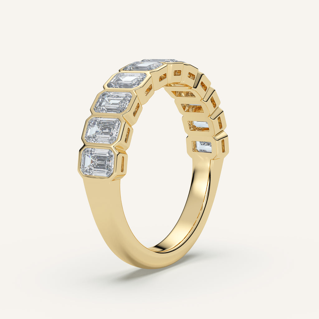 Emerald-Cut Bezel Half Eternity Band — 1.5 CTW in 14k Yellow Gold (view 2)