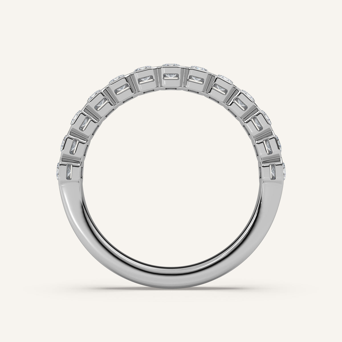 Emerald-Cut Bezel Half Eternity Band — 1 CTW in 14k White Gold (view 4)