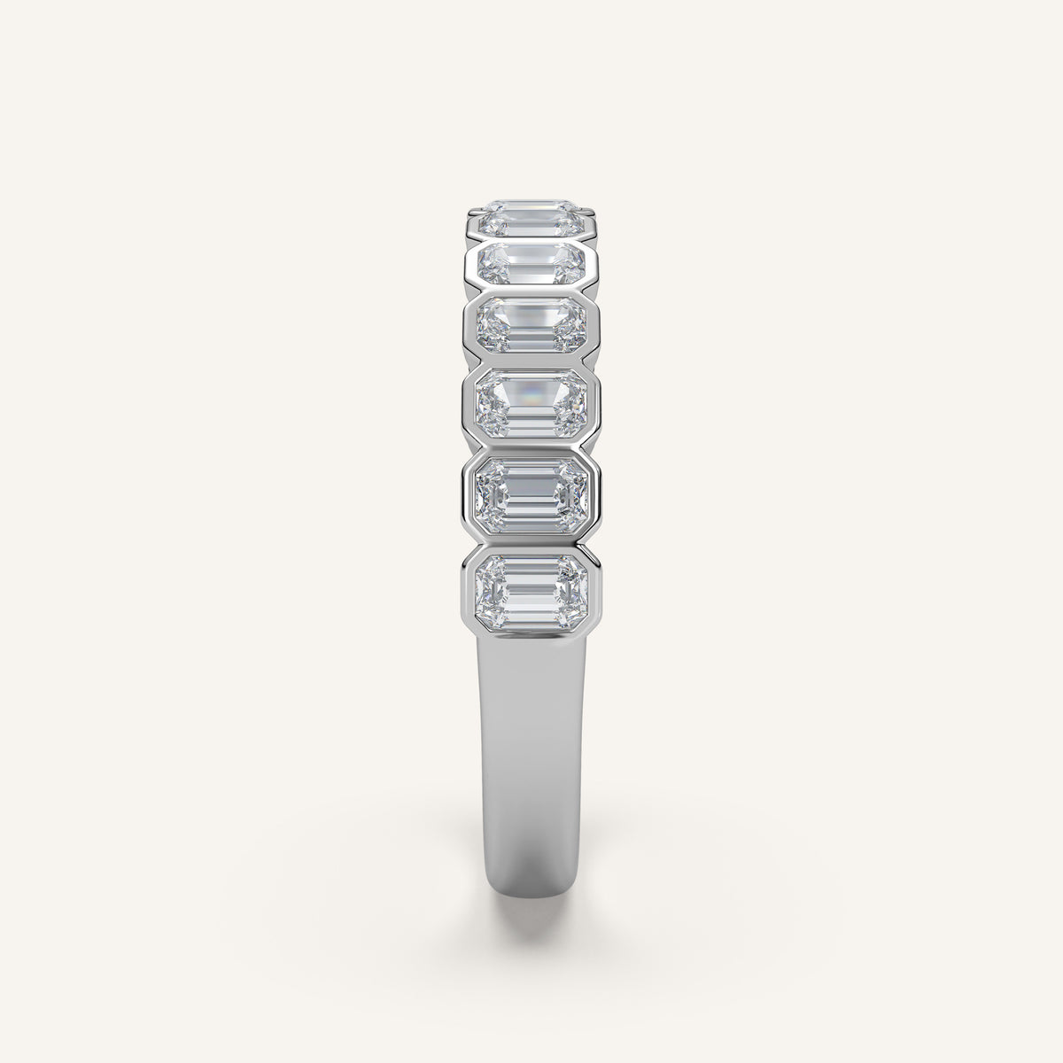 Emerald-Cut Bezel Half Eternity Band — 1 CTW in 14k White Gold (view 3)