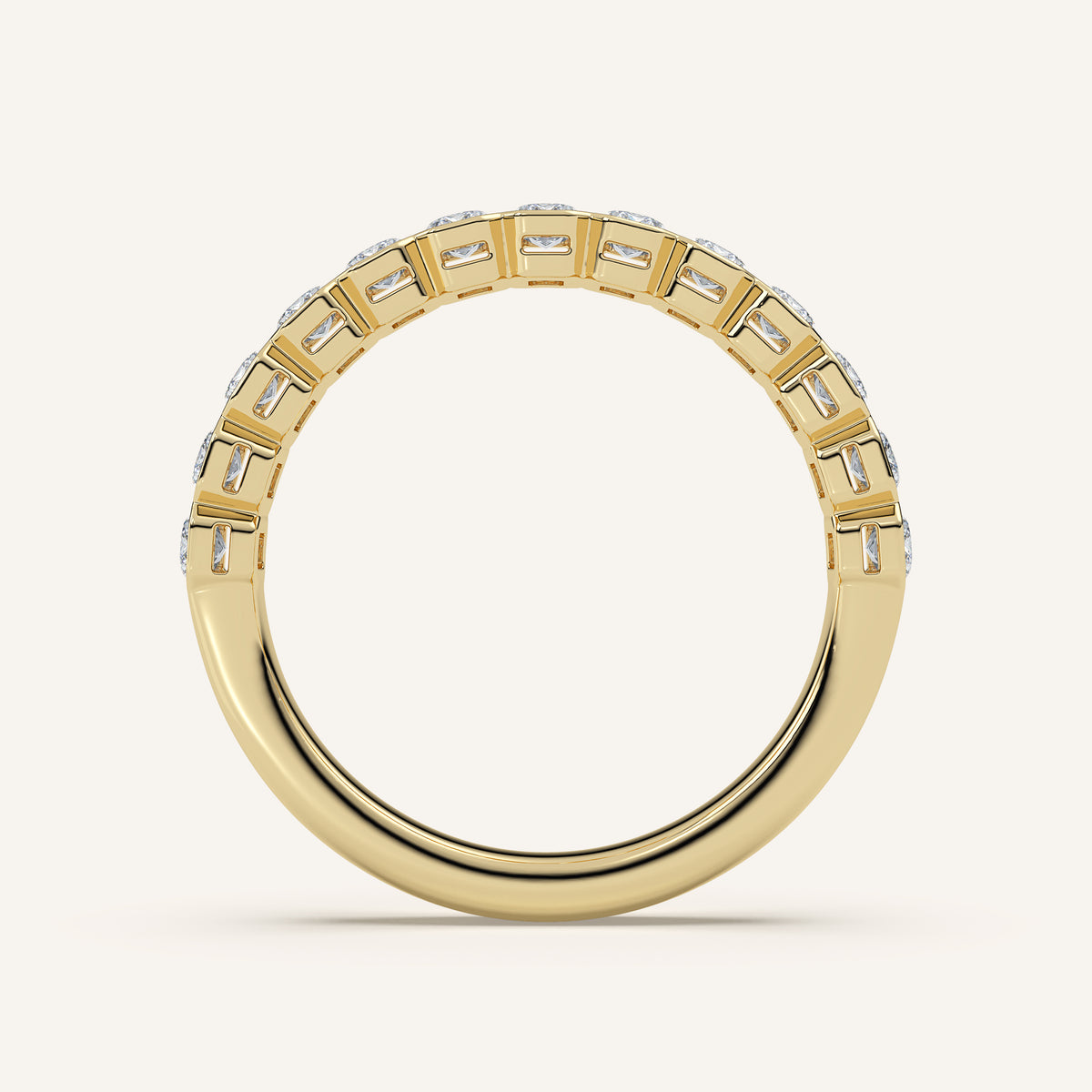 Emerald-Cut Bezel Half Eternity Band — 1 CTW in 14k Yellow Gold (view 4)