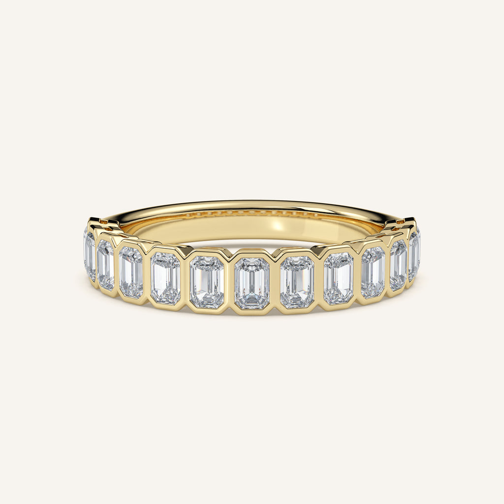 Emerald-Cut Bezel Half Eternity Band — 1 CTW in 14k Yellow Gold (view 1)