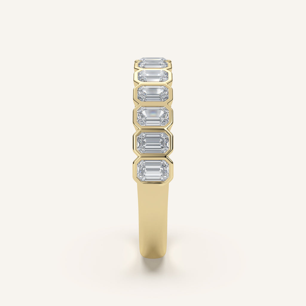 Emerald-Cut Bezel Half Eternity Band — 1 CTW in 14k Yellow Gold (view 3)