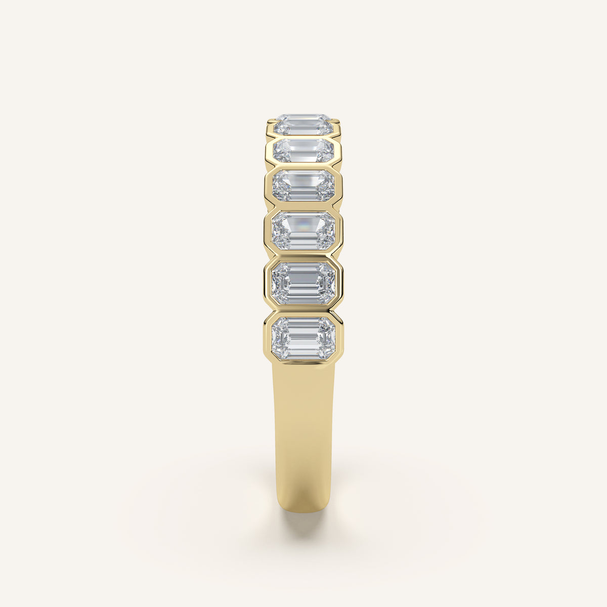 Emerald-Cut Bezel Half Eternity Band — 1 CTW in 14k Yellow Gold (view 3)
