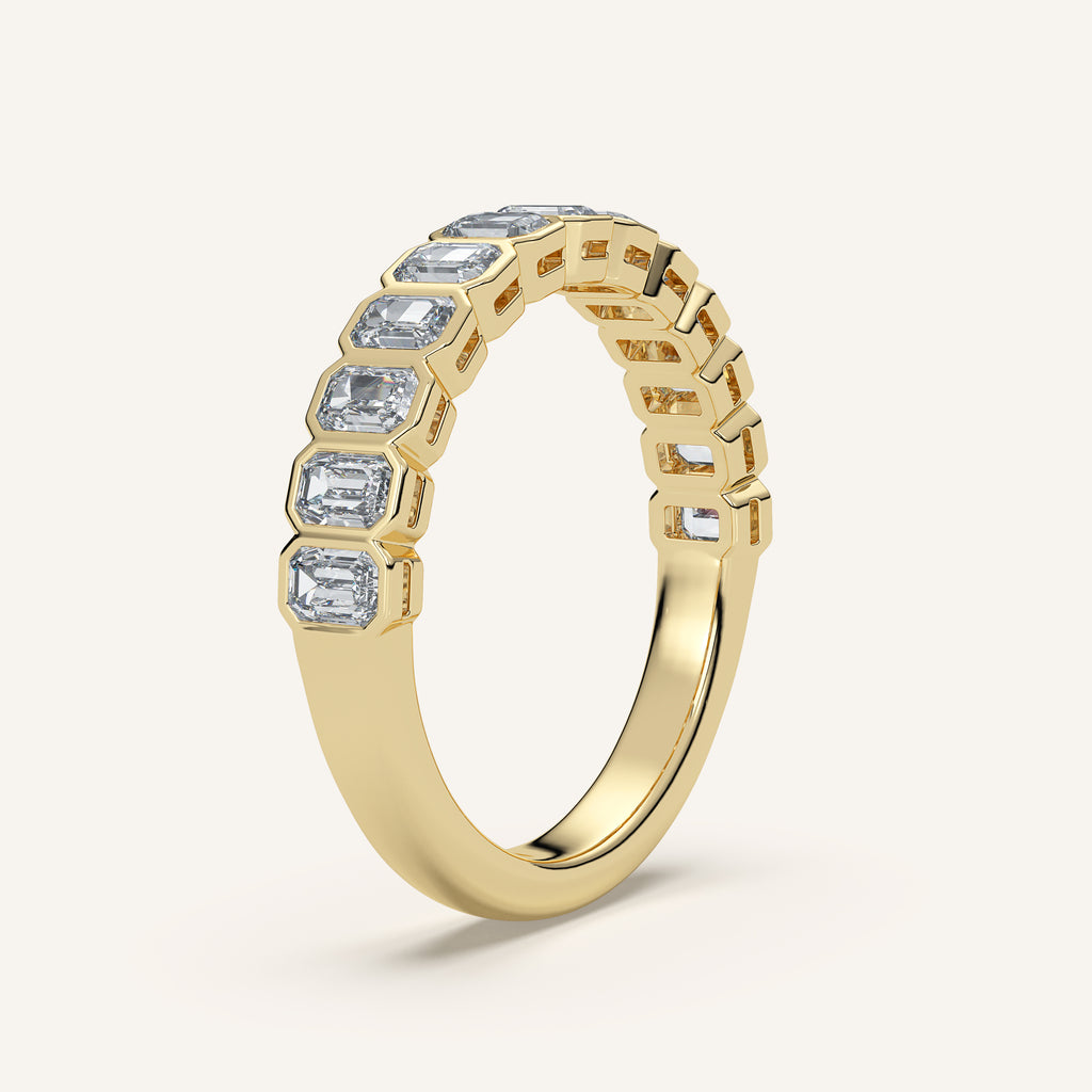 Emerald-Cut Bezel Half Eternity Band — 1 CTW in 14k Yellow Gold (view 2)