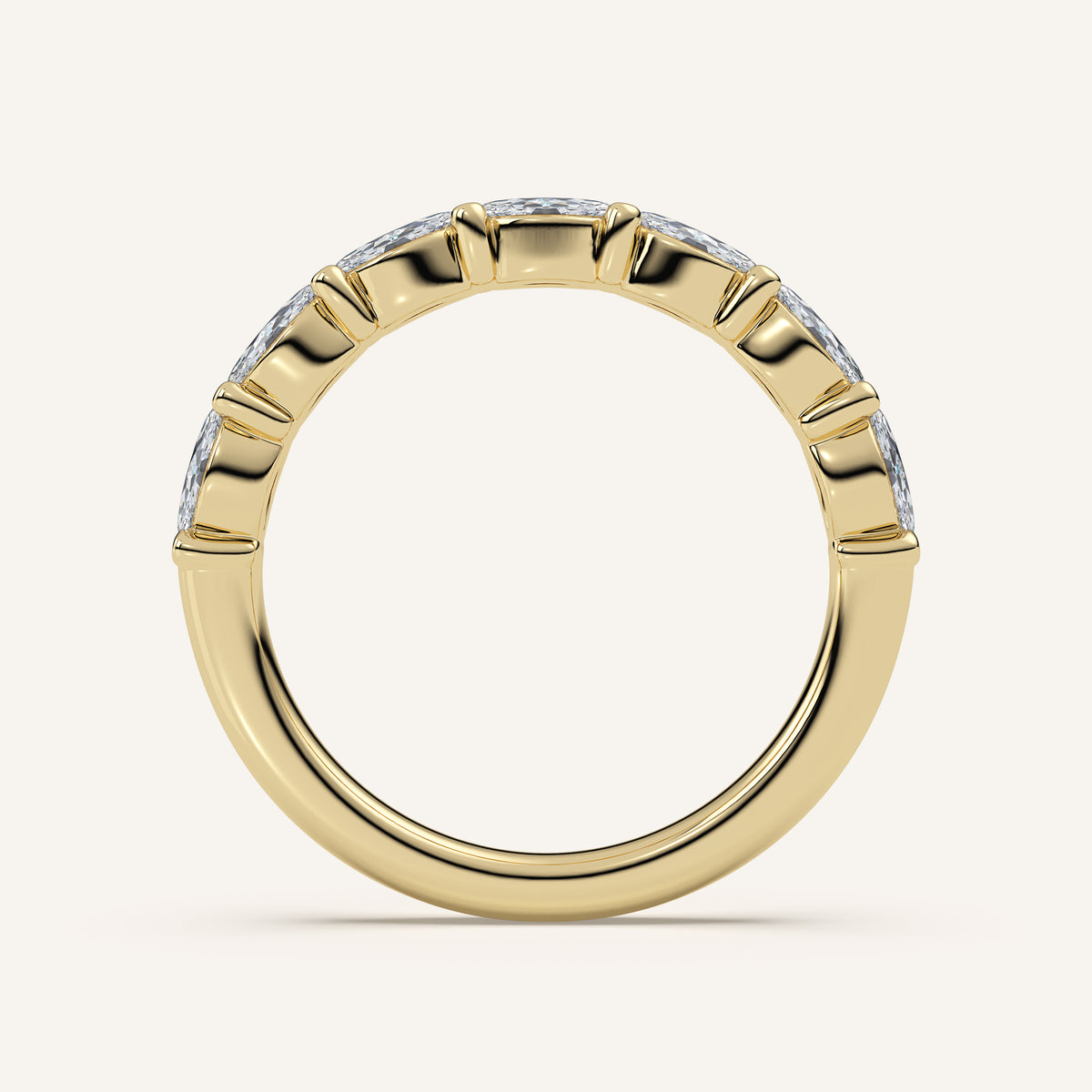 East-West Marquise Diamond Wedding Band — 1 CTW in 14k Yellow Gold (view 4)