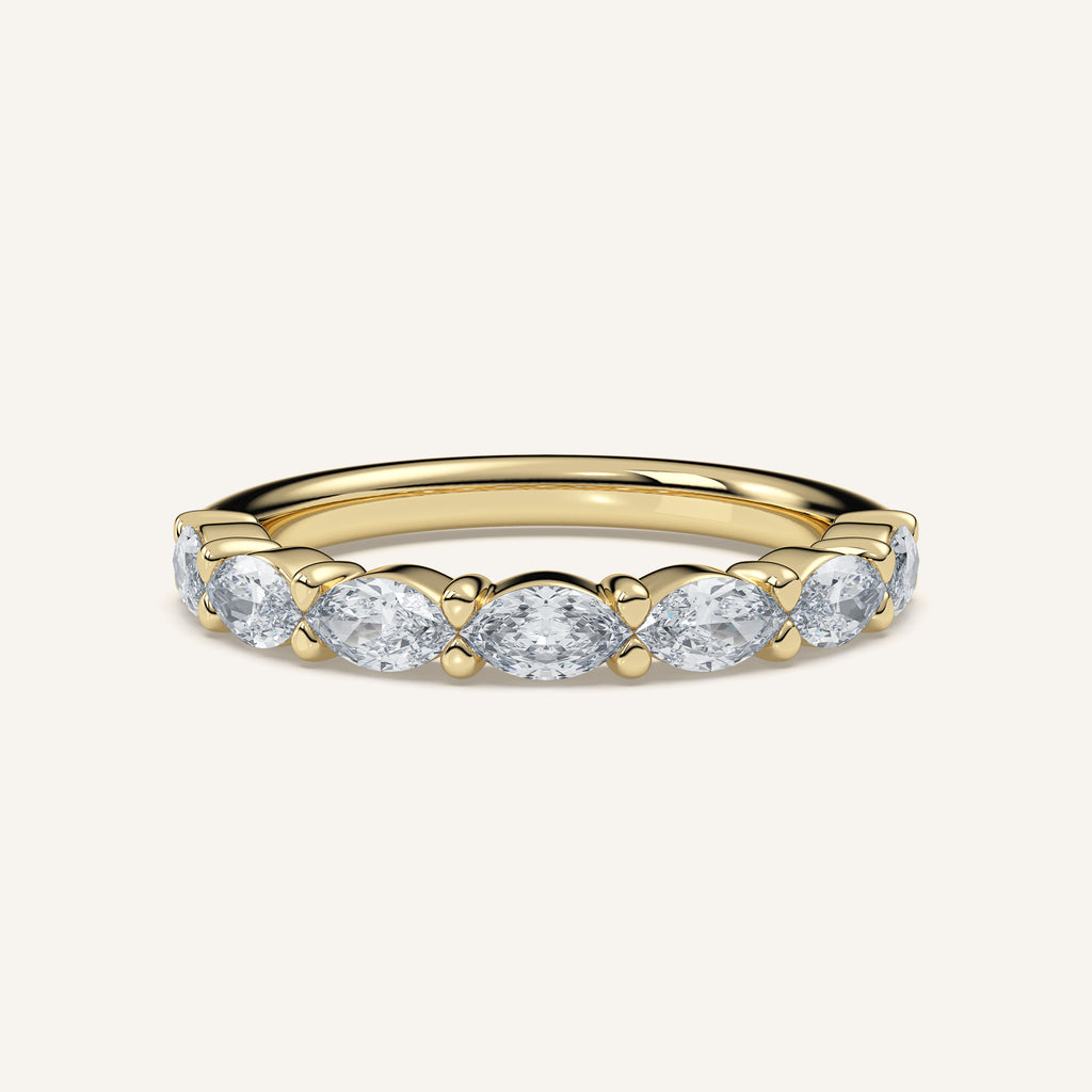 East-West Marquise Diamond Wedding Band — 1 CTW in 14k Yellow Gold (view 1)