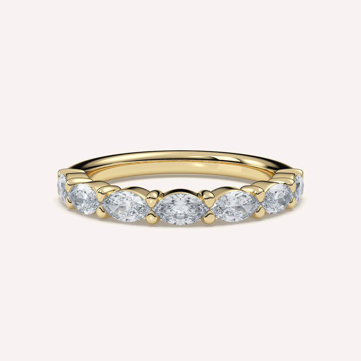 East-West Marquise Diamond Wedding Band — 1 CTW in 14k Yellow Gold (view 1)