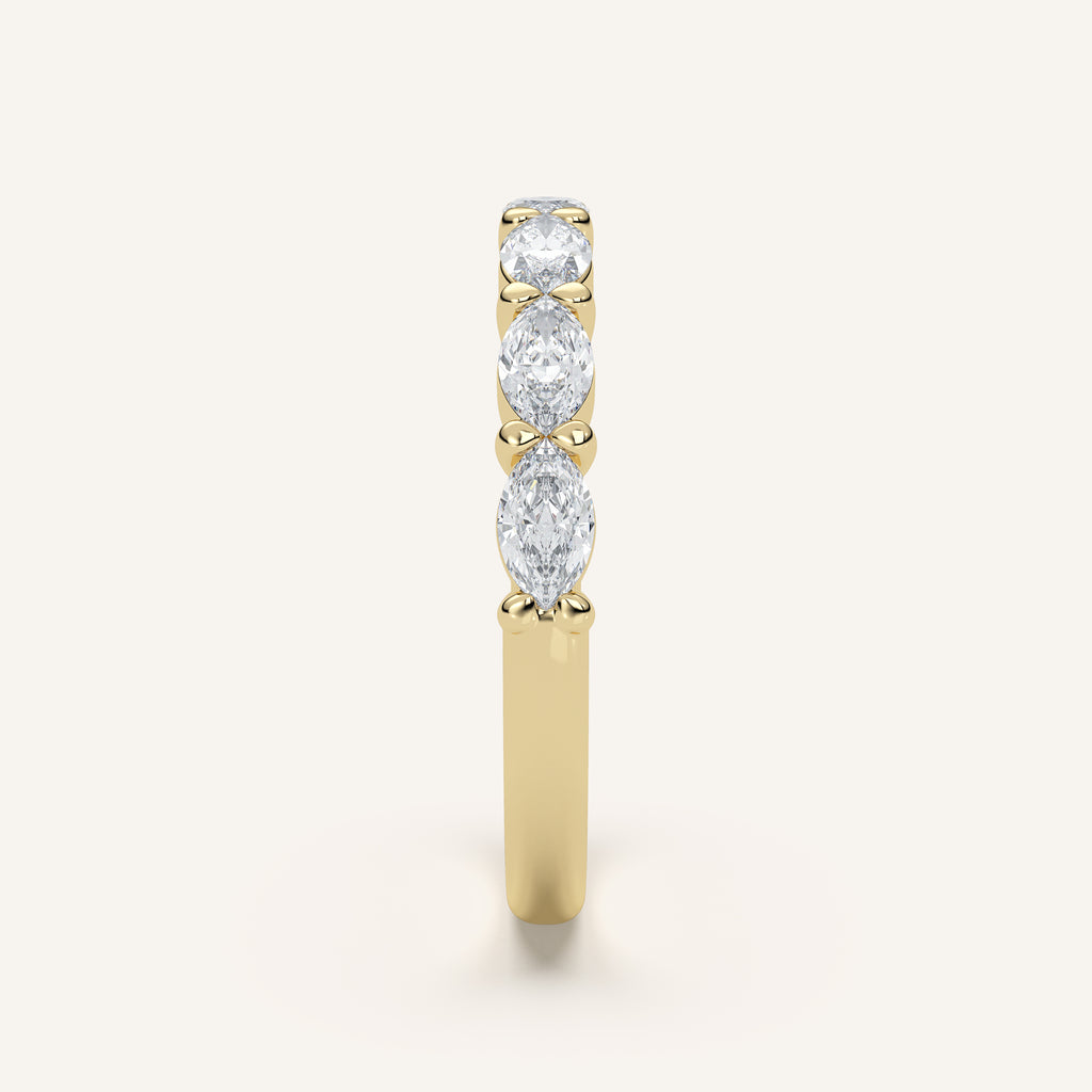 East-West Marquise Diamond Wedding Band — 1 CTW in 14k Yellow Gold (view 3)