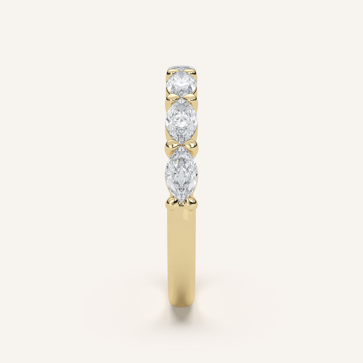 East-West Marquise Diamond Wedding Band — 1 CTW in 14k Yellow Gold (view 3)