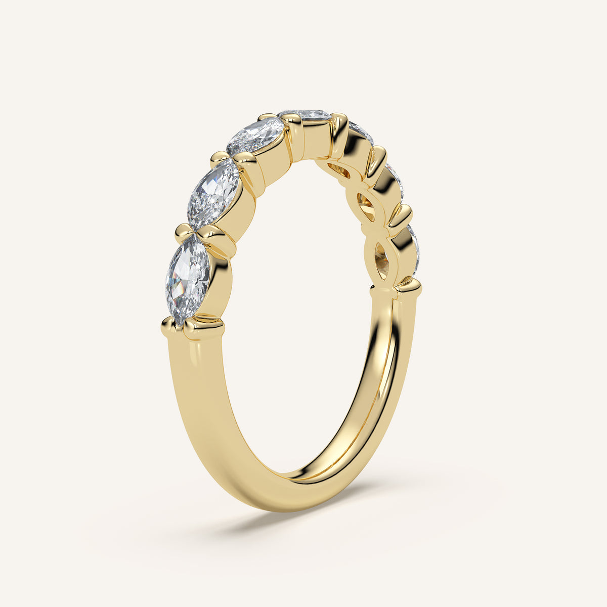 East-West Marquise Diamond Wedding Band — 1 CTW in 14k Yellow Gold (view 2)