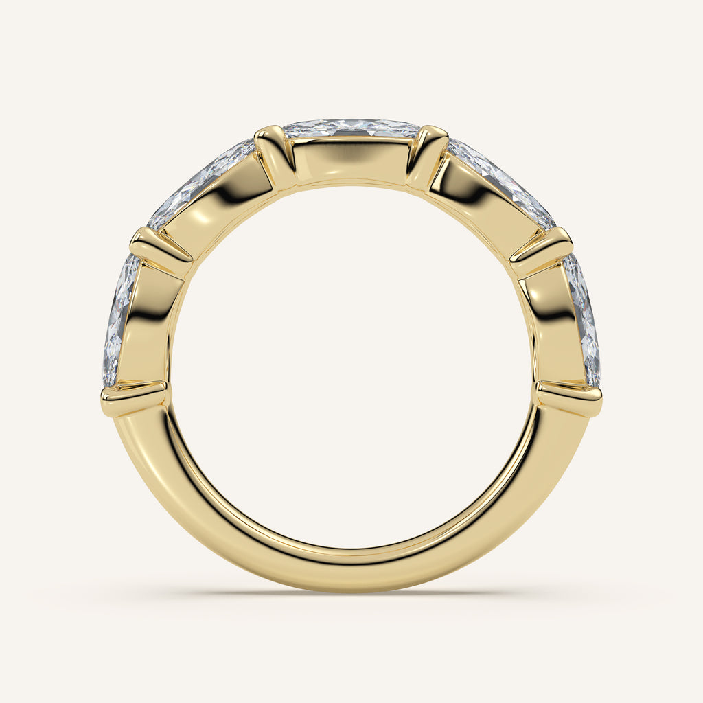 East-West Marquise Diamond Wedding Band — 2 CTW in 14k Yellow Gold (view 4)