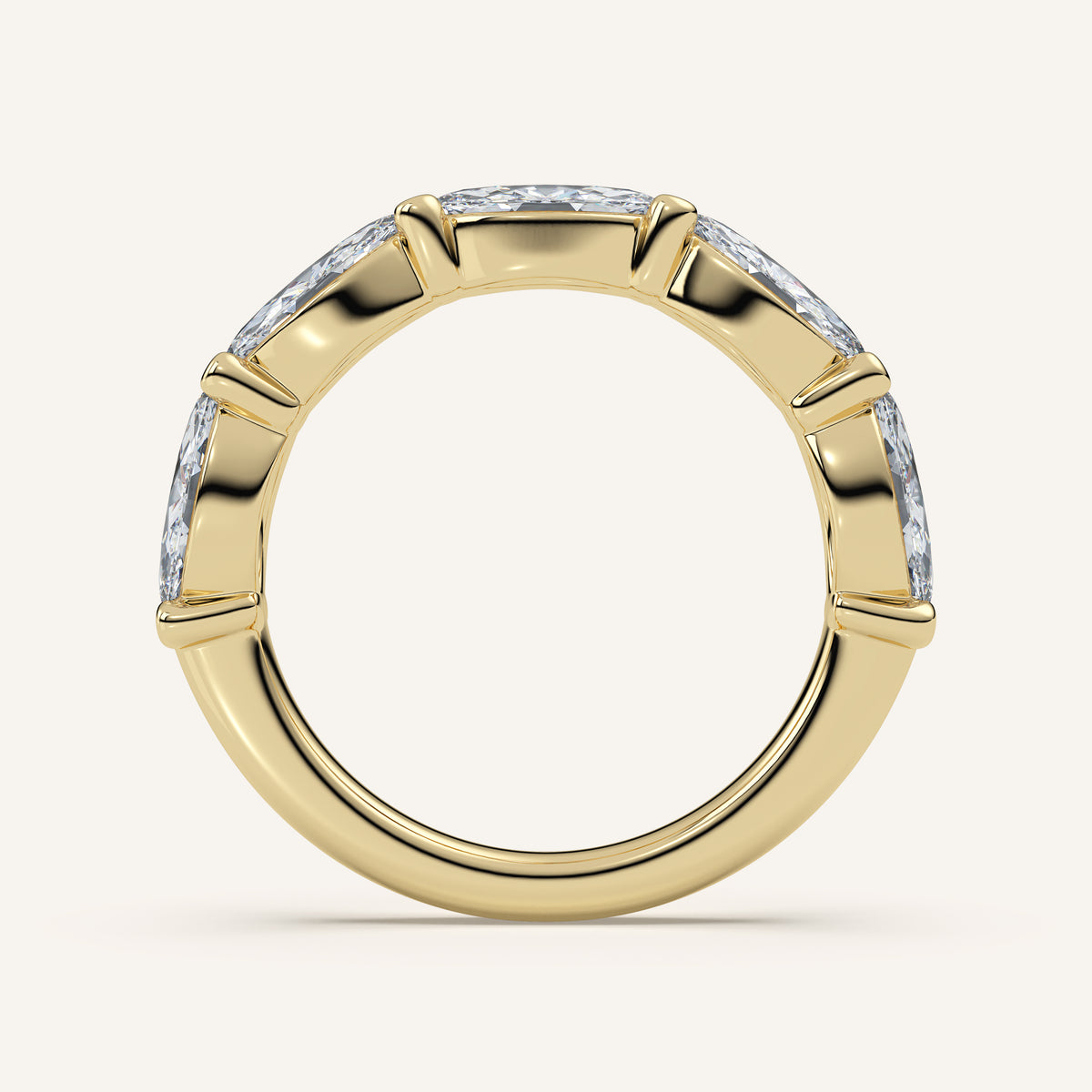 East-West Marquise Diamond Wedding Band — 2 CTW in 14k Yellow Gold (view 4)