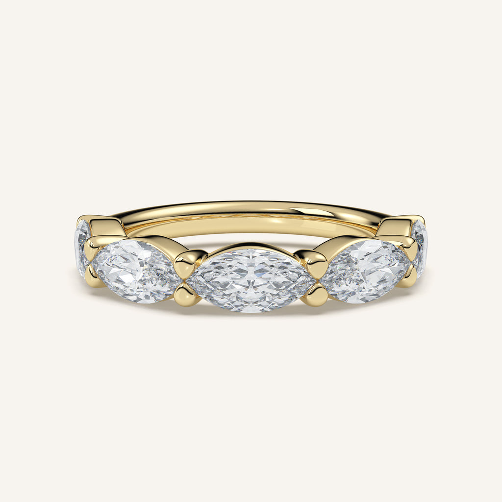 East-West Marquise Diamond Wedding Band — 2 CTW in 14k Yellow Gold (view 1)