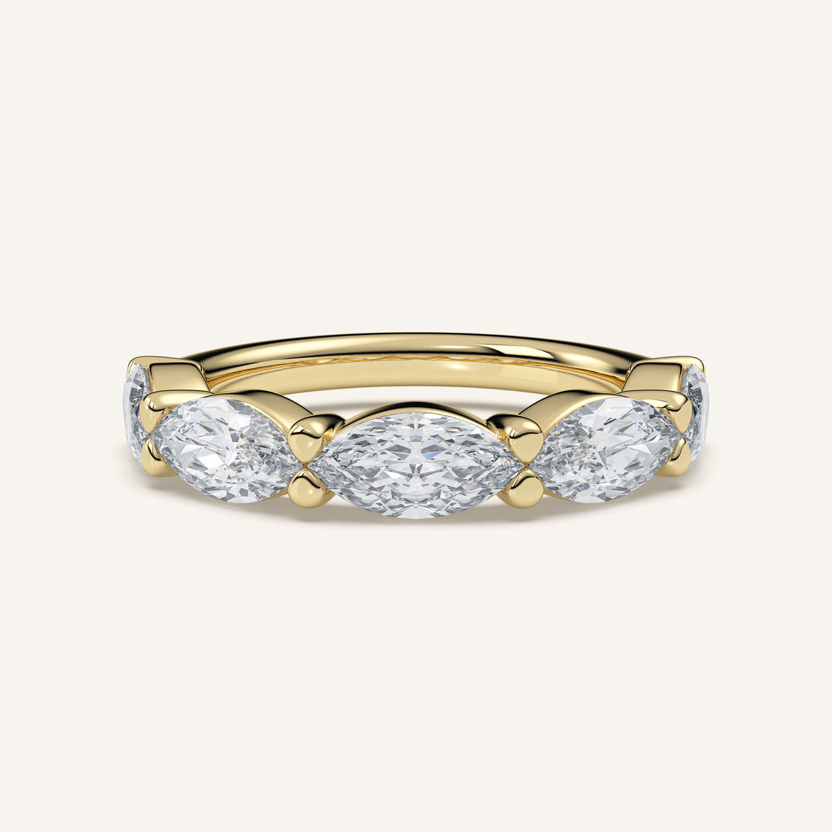 East-West Marquise Diamond Wedding Band — 2 CTW in 14k Yellow Gold (view 1)