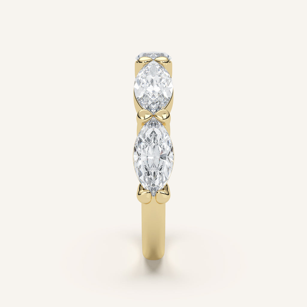 East-West Marquise Diamond Wedding Band — 2 CTW in 14k Yellow Gold (view 3)
