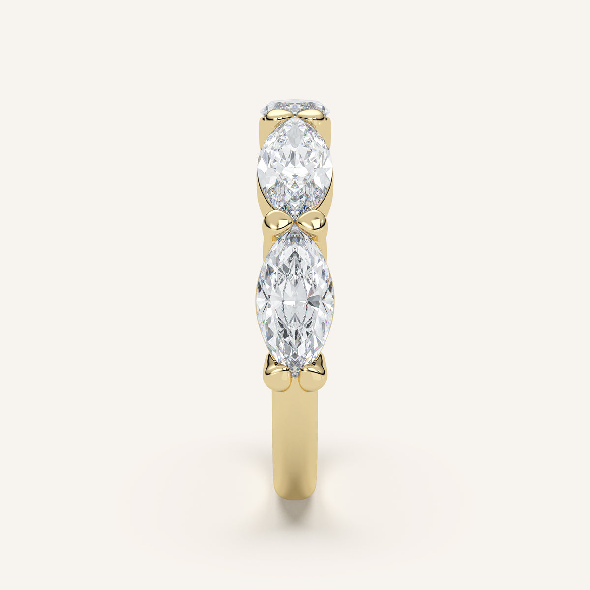 East-West Marquise Diamond Wedding Band — 2 CTW in 14k Yellow Gold (view 3)