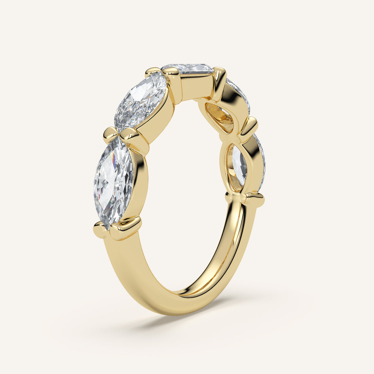 East-West Marquise Diamond Wedding Band — 2 CTW in 14k Yellow Gold (view 2)