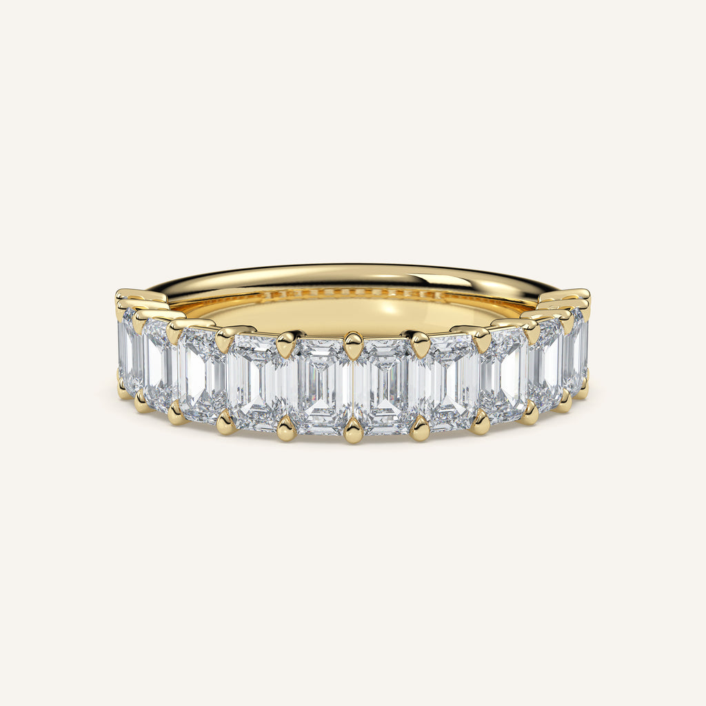 Emerald-Cut Diamond Half Eternity Band — 2 CTW in 14k Yellow Gold (view 1)