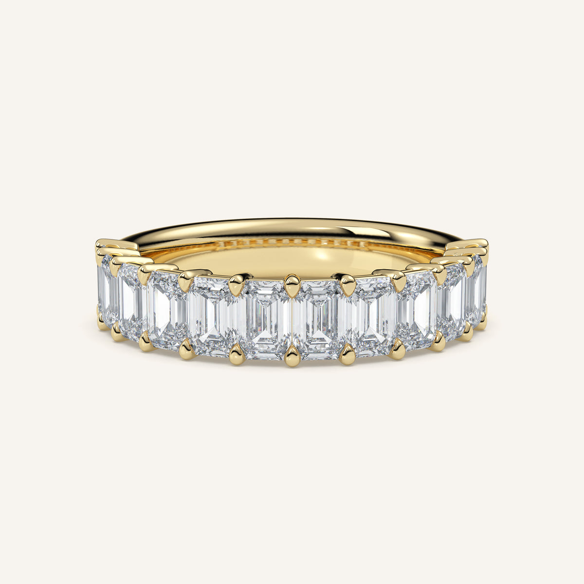 Emerald-Cut Diamond Half Eternity Band — 2 CTW in 14k Yellow Gold (view 1)