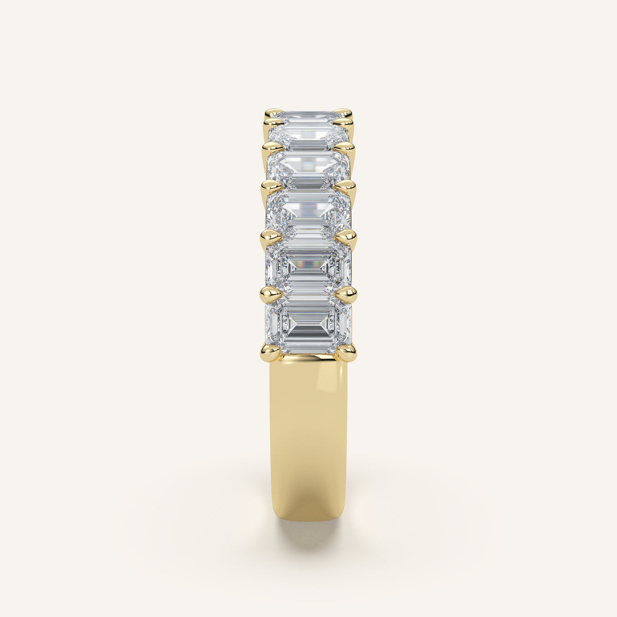 Emerald-Cut Diamond Half Eternity Band — 2 CTW in 14k Yellow Gold (view 3)