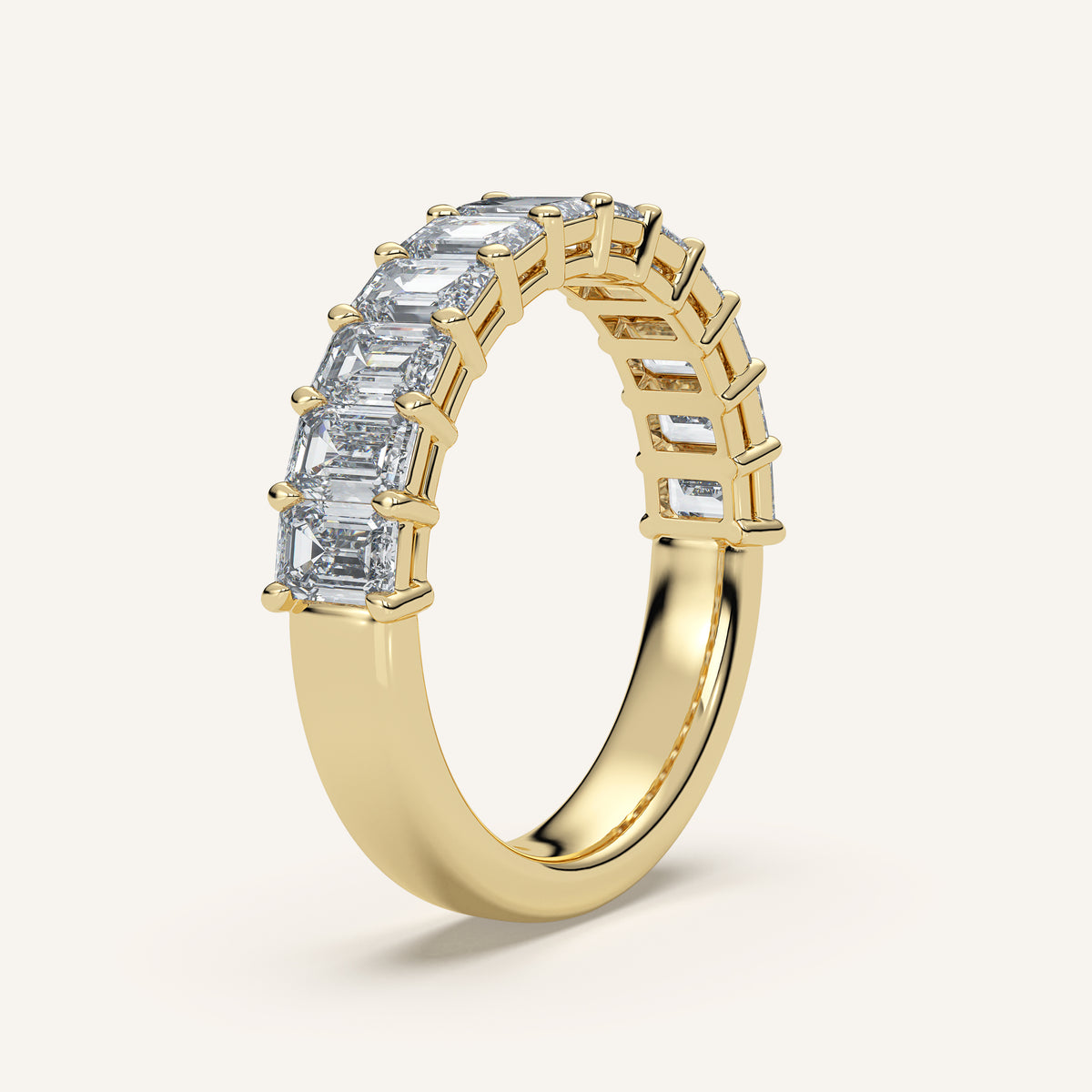 Emerald-Cut Diamond Half Eternity Band — 2 CTW in 14k Yellow Gold (view 2)