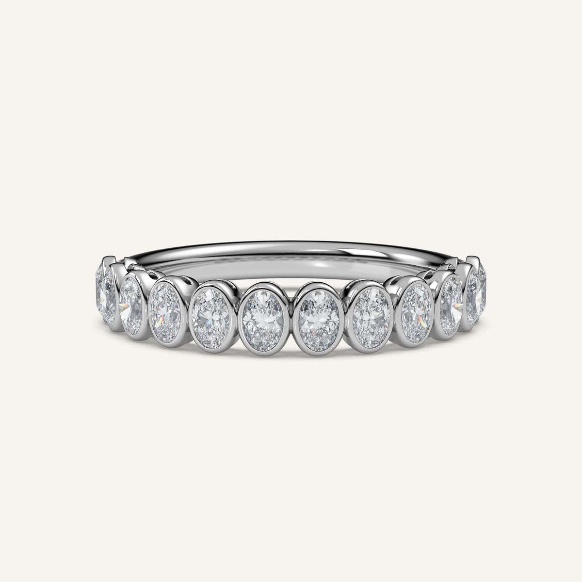 Oval Bezel Half Eternity Band — 0.50 CTW in 14k White Gold (view 1)