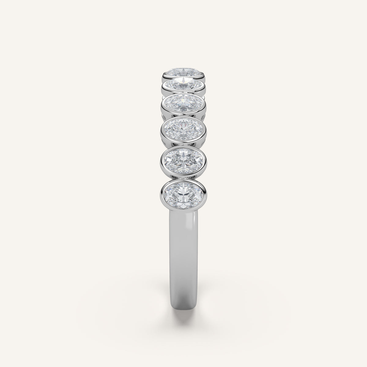 Oval Bezel Half Eternity Band — 0.50 CTW in 14k White Gold (view 3)