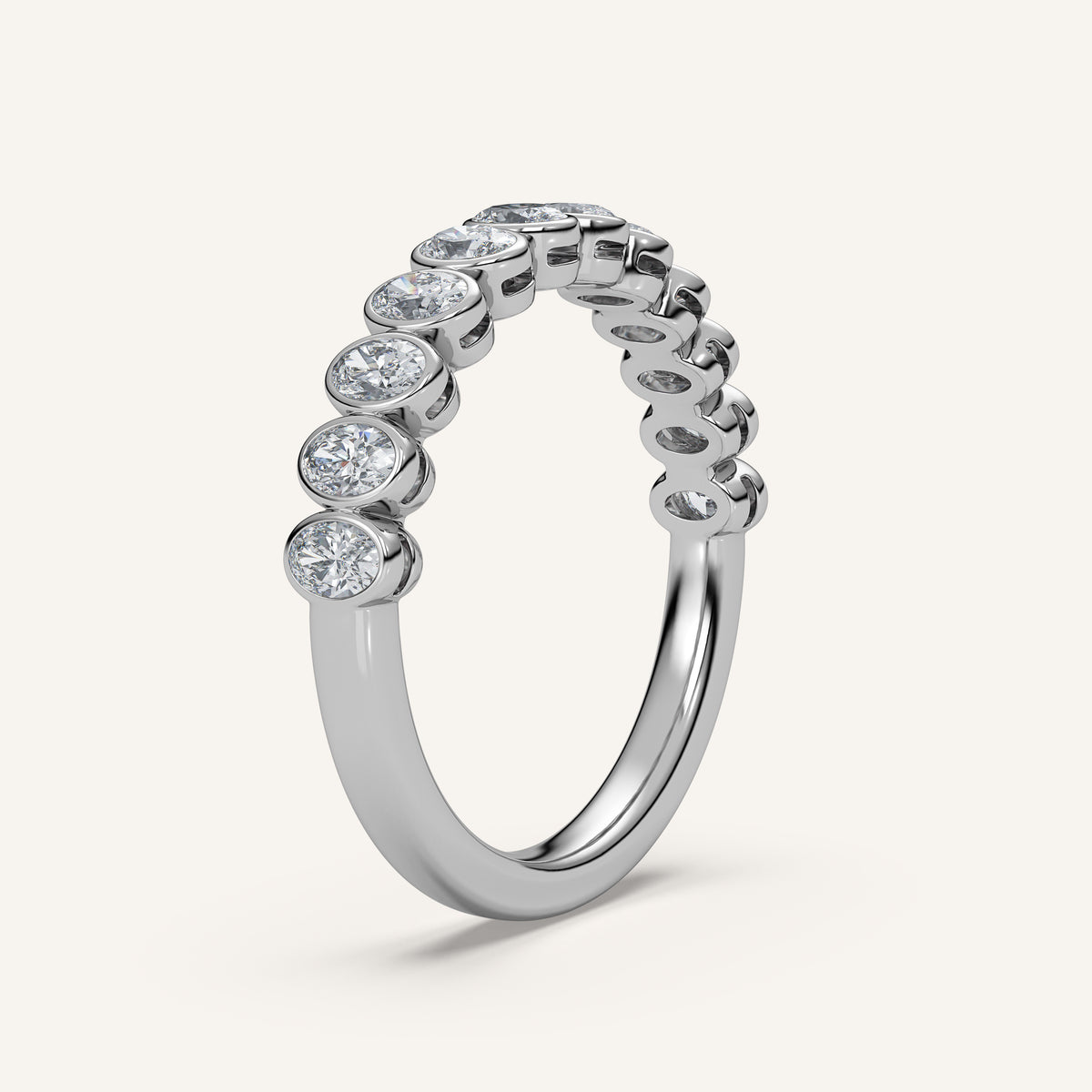 Oval Bezel Half Eternity Band — 0.50 CTW in 14k White Gold (view 2)