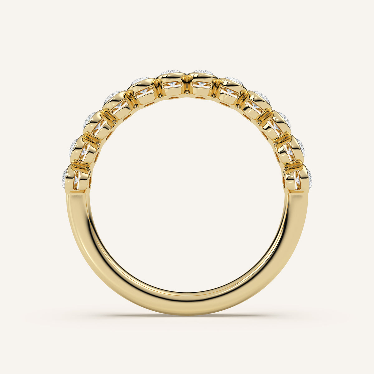 Oval Bezel Half Eternity Band — 0.50 CTW in 14k Yellow Gold (view 4)