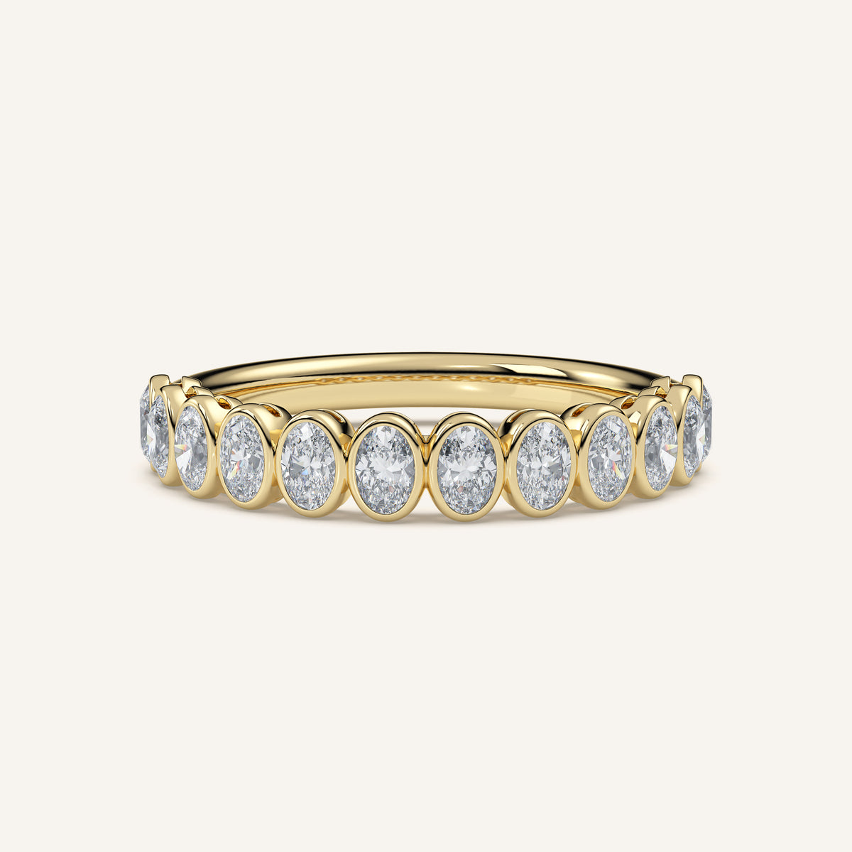 Oval Bezel Half Eternity Band — 0.50 CTW in 14k Yellow Gold (view 1)