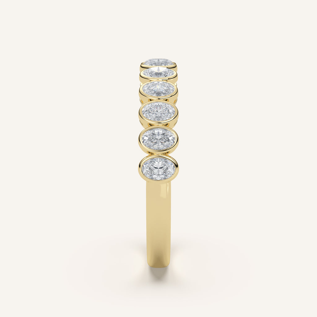 Oval Bezel Half Eternity Band — 0.50 CTW in 14k Yellow Gold (view 3)