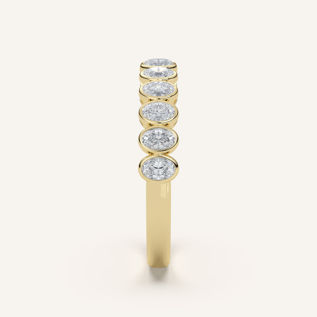 Oval Bezel Half Eternity Band — 0.50 CTW in 14k Yellow Gold (view 3)