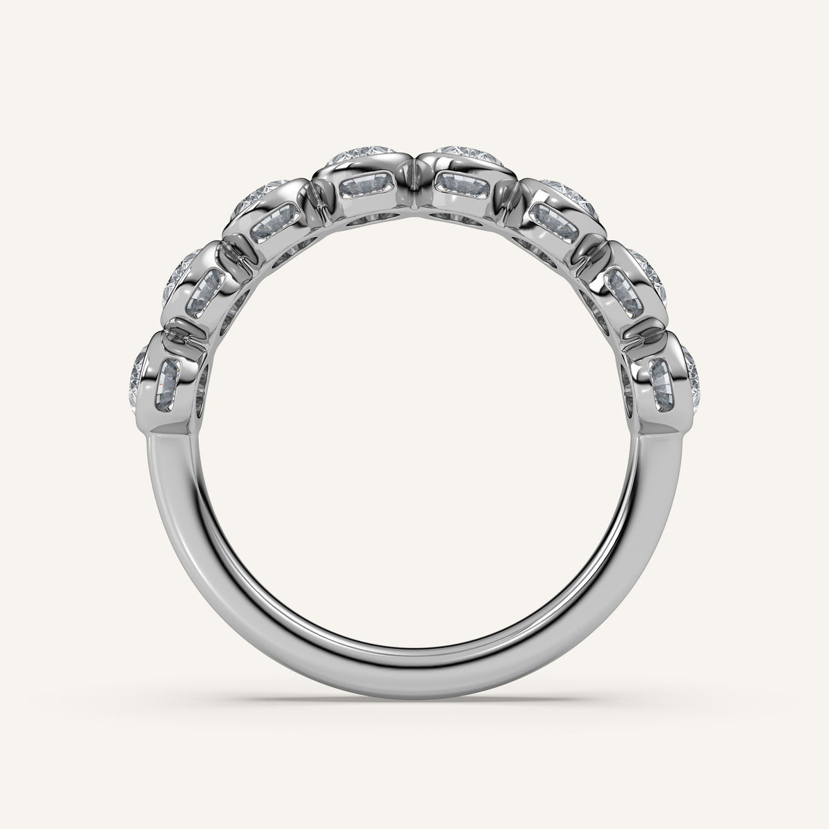 Oval Bezel Half Eternity Band — 2 CTW in 14k White Gold (view 4)